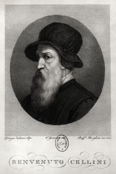 Portrait of Benvenuto Cellini (1500-71) Engraved by Rafaello Morghen (1758-1833) 1822 by Giorgio Vasari